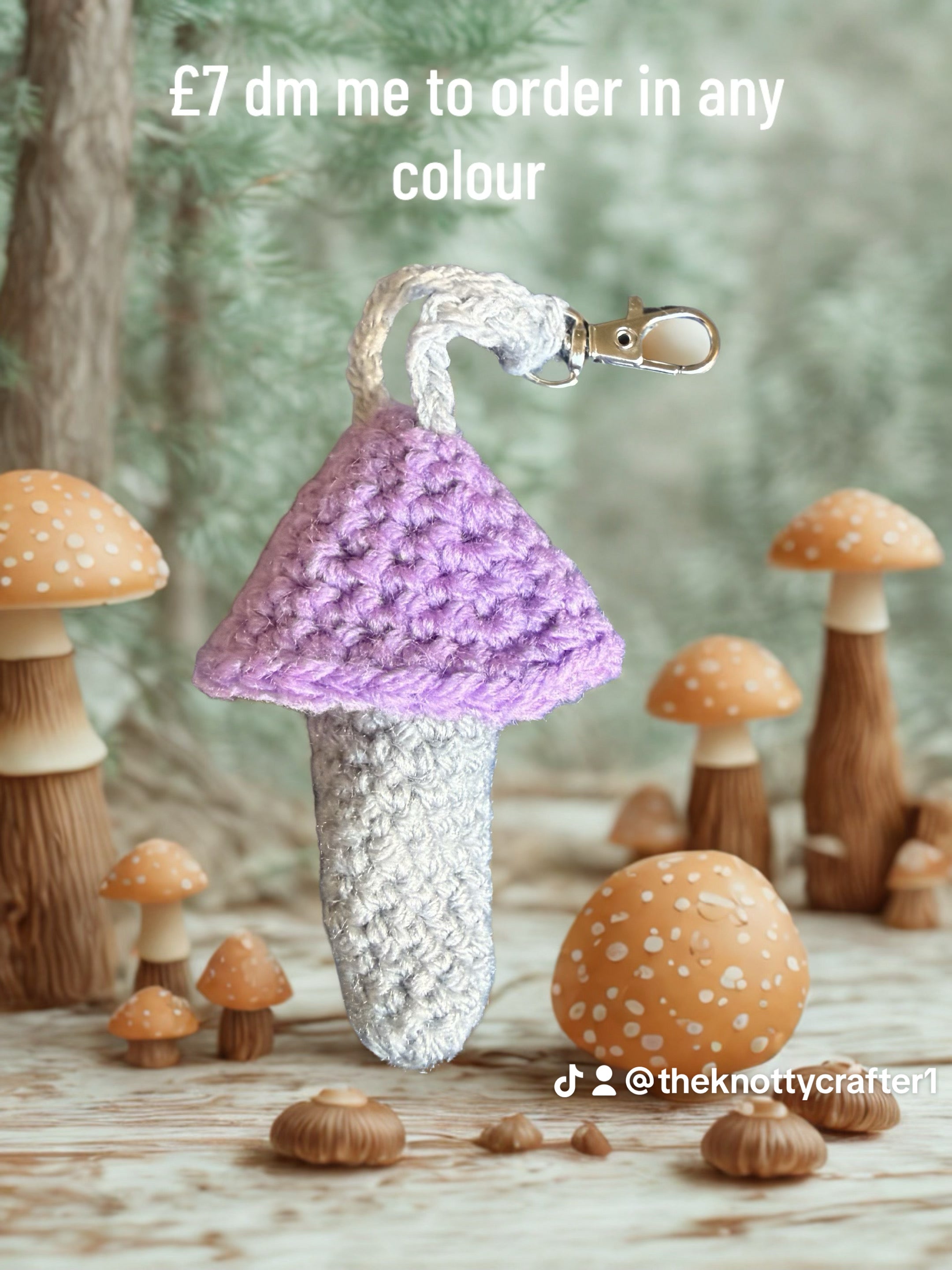 Crochet Mushroom Lipbalm Holder Keychain